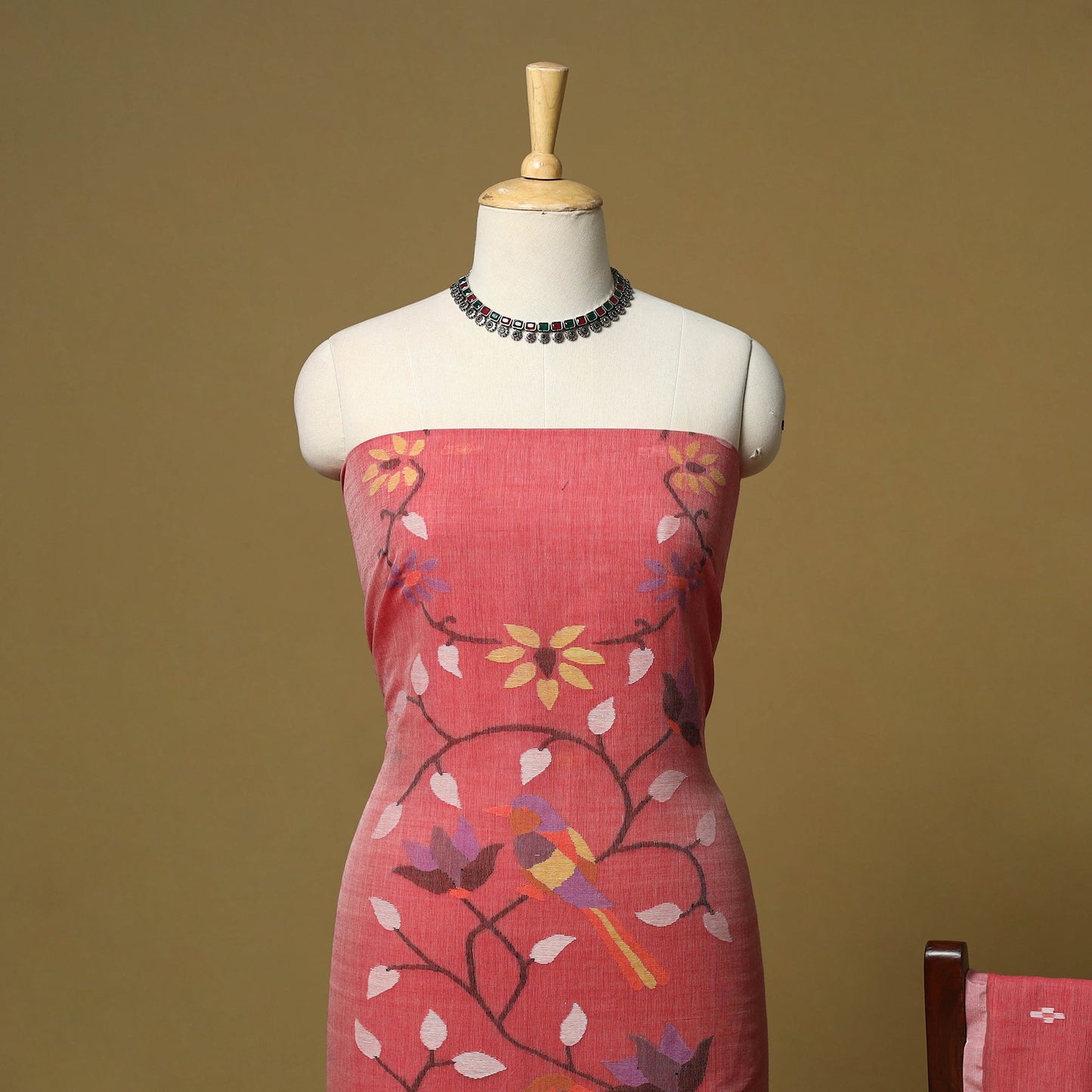 Handloom phulia jamdani mercerised cotton 2pc unstitched