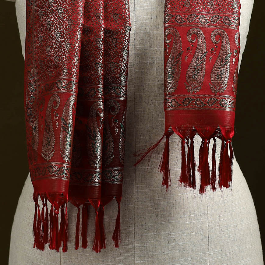 Handloom semi silk jacquard weave banarasi stole
