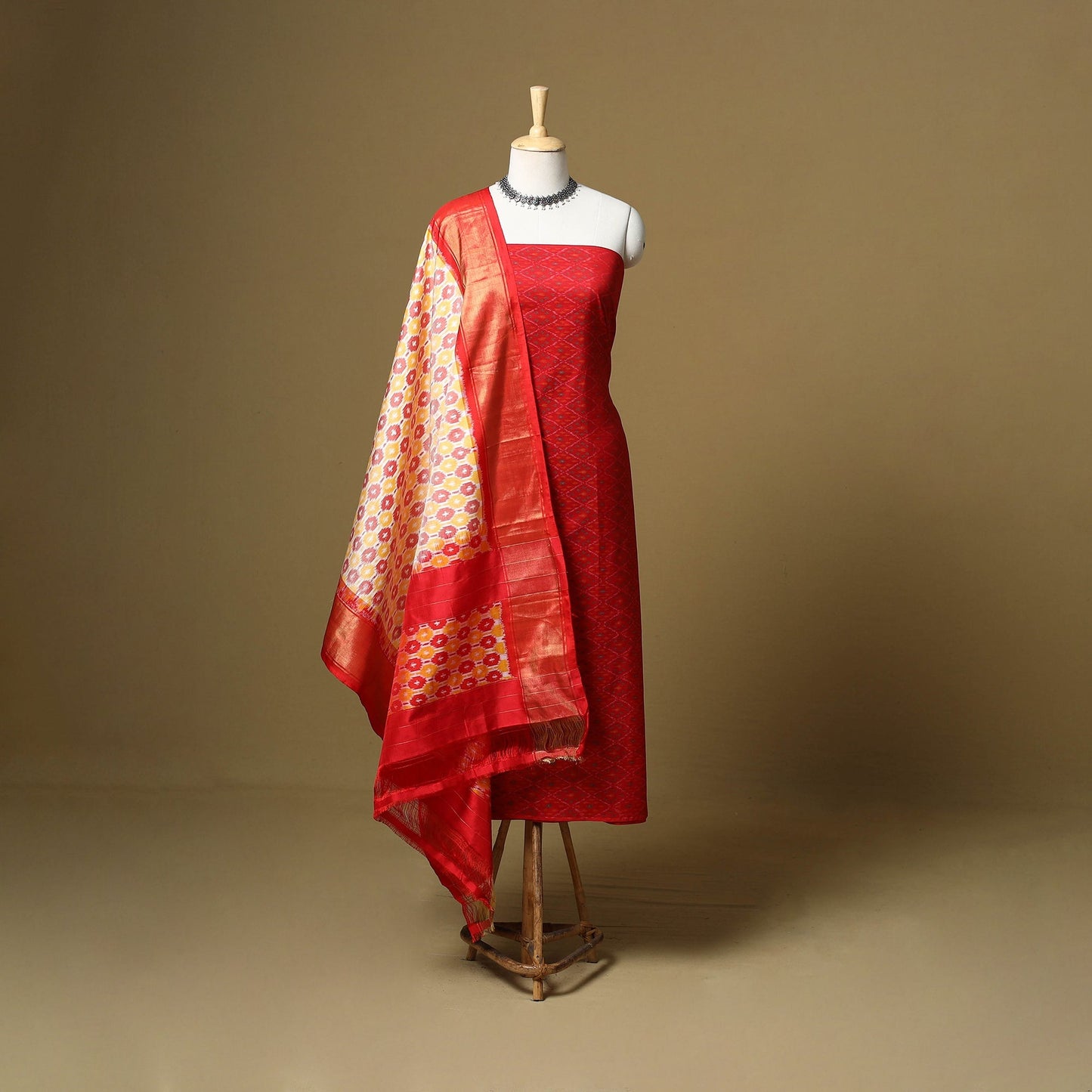 Handloom sico pochampally ikat 2pc unstitched dress