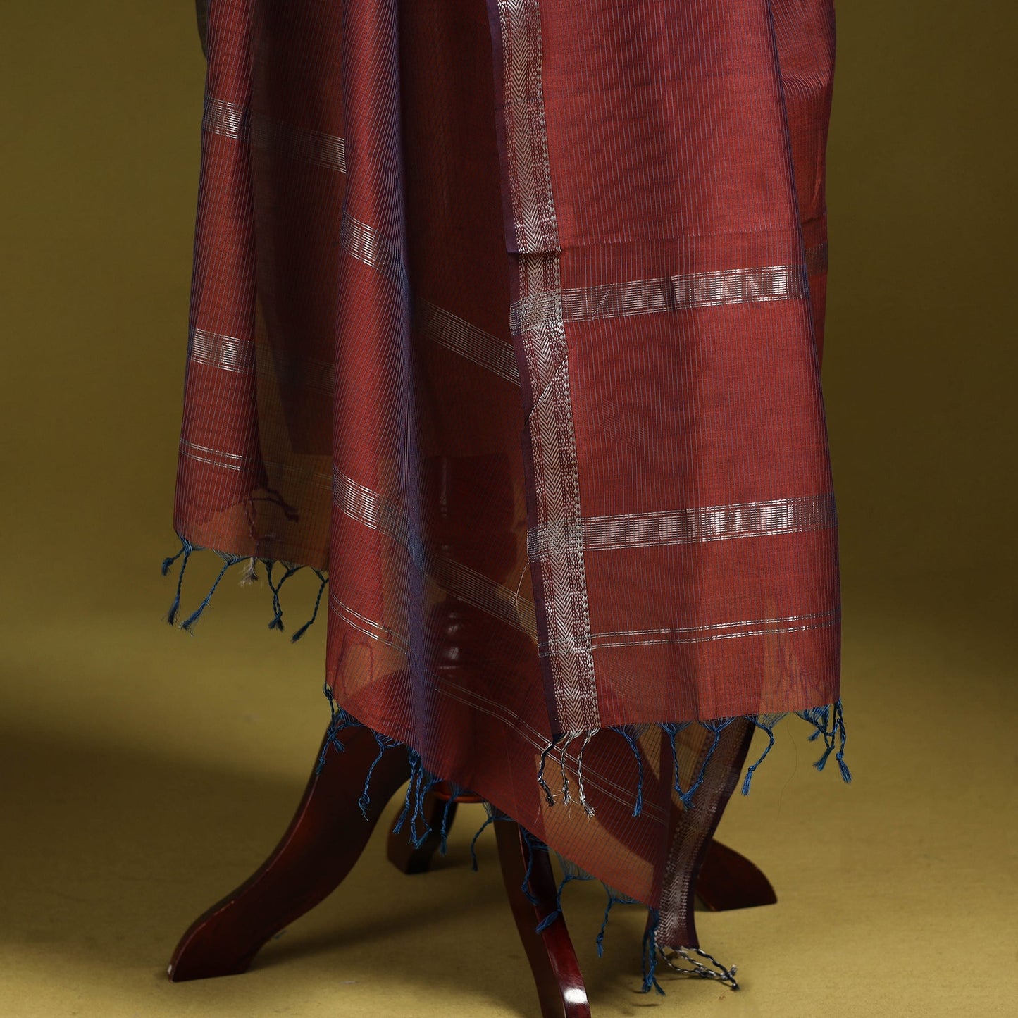 Handloom silk cotton stripes maheshwari dupatta with zari