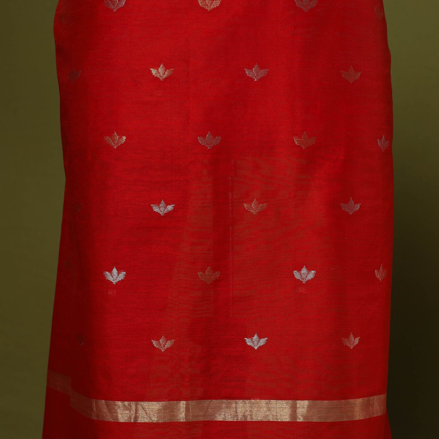 Handloom zari buti chanderi silk 2pc unstitched dress