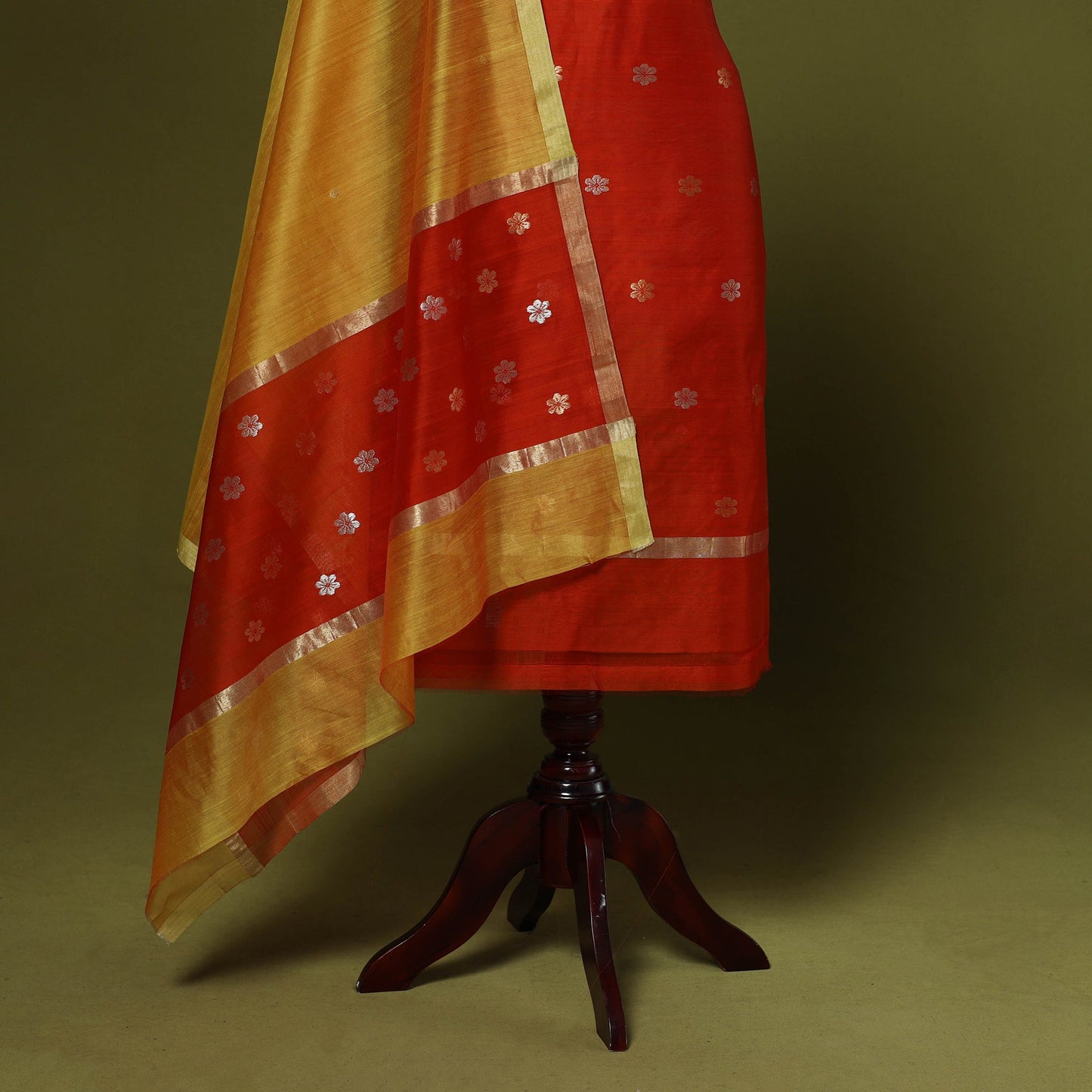 Handloom zari buti chanderi silk 2pc unstitched dress