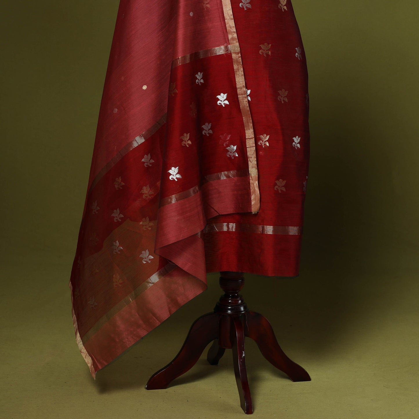 Handloom zari buti chanderi silk 2pc unstitched dress