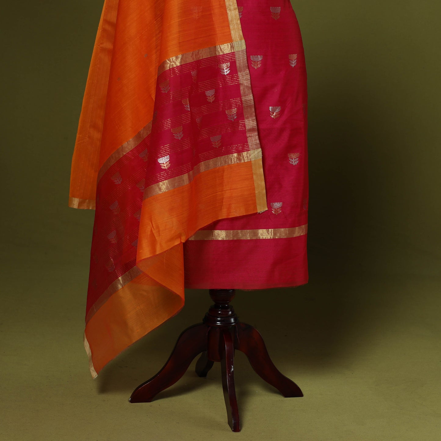 Handloom zari buti chanderi silk 2pc unstitched dress