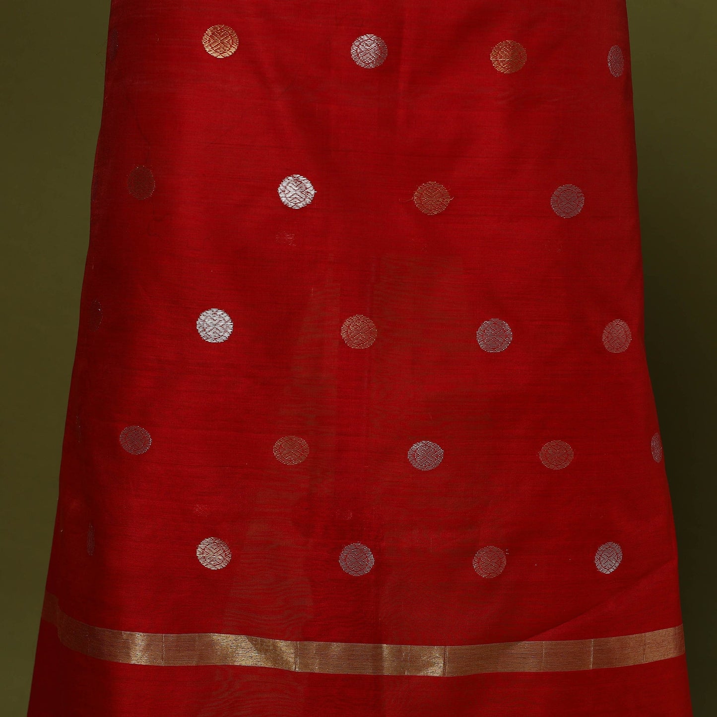 Handloom zari buti chanderi silk 2pc unstitched dress