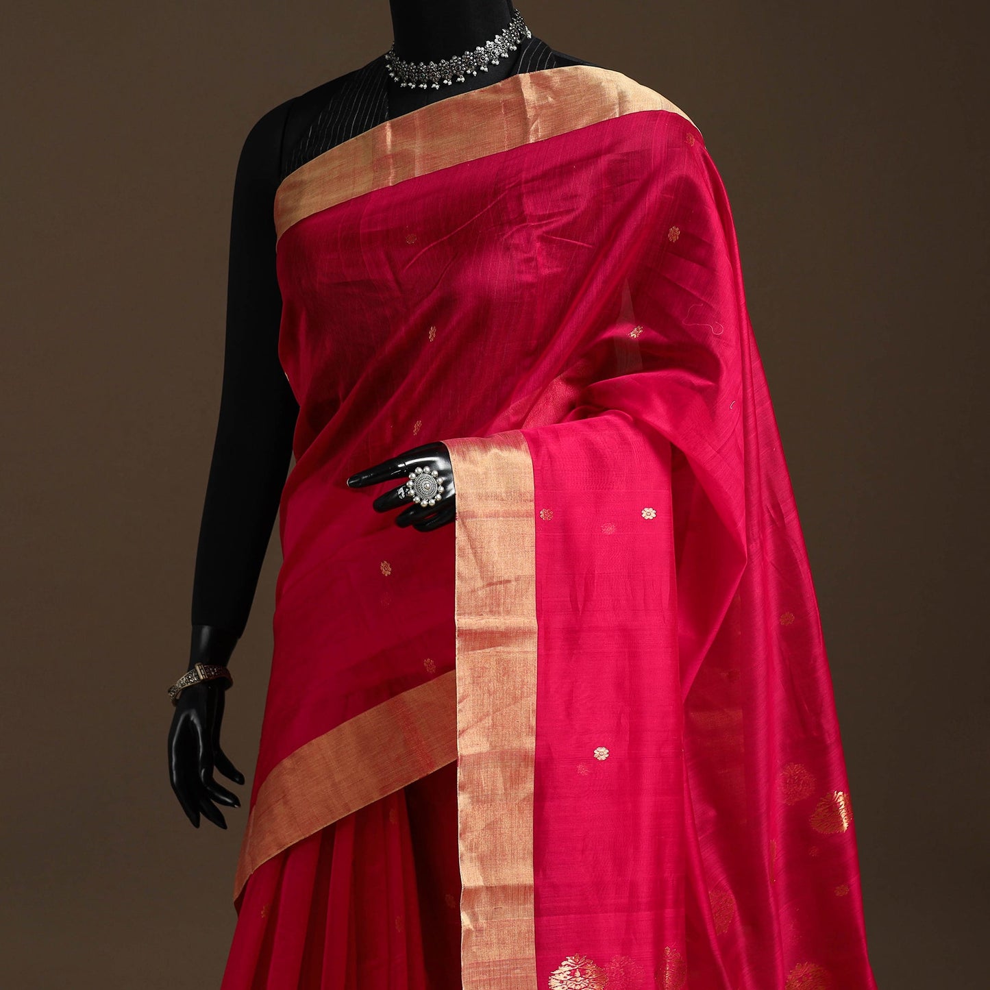 Handloom zari work chanderi silk saree 13 - handcrafted