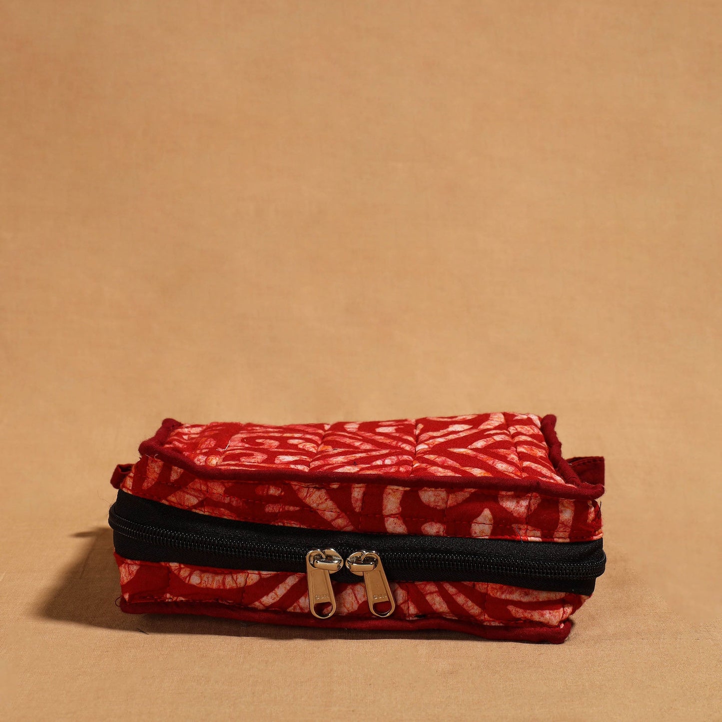 Red Handmade 4 Pockets Cotton Jewelry Bag 08