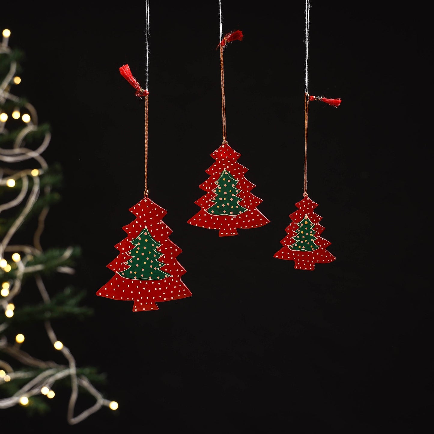 Handmade christmas ornament tree hanging (set of 3) 02