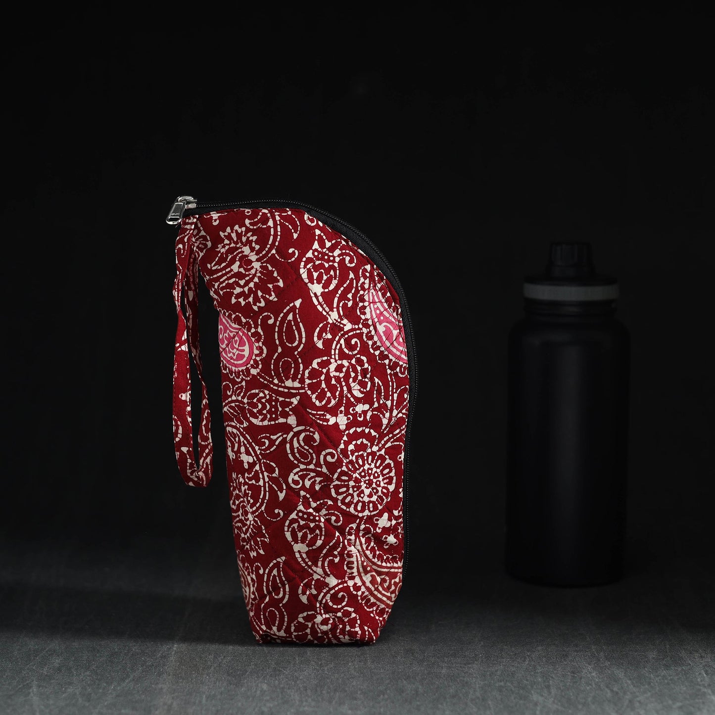 Red Handmade Cotton 1L Water Bottle Cover