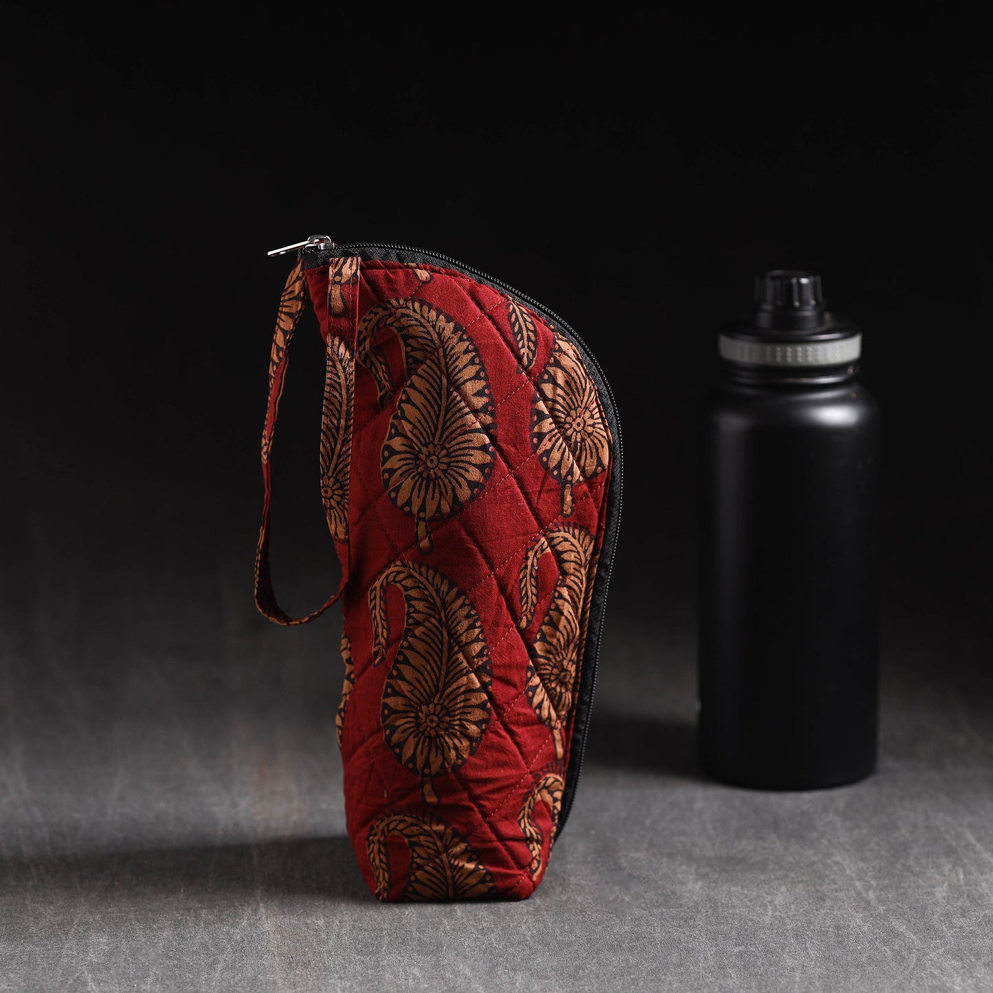 Red Handmade Cotton 1L Water Bottle Cover