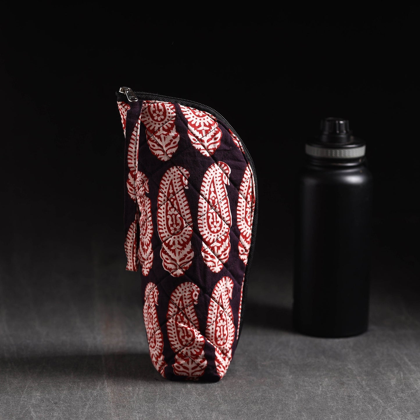Red Handmade Cotton 1L Water Bottle Cover