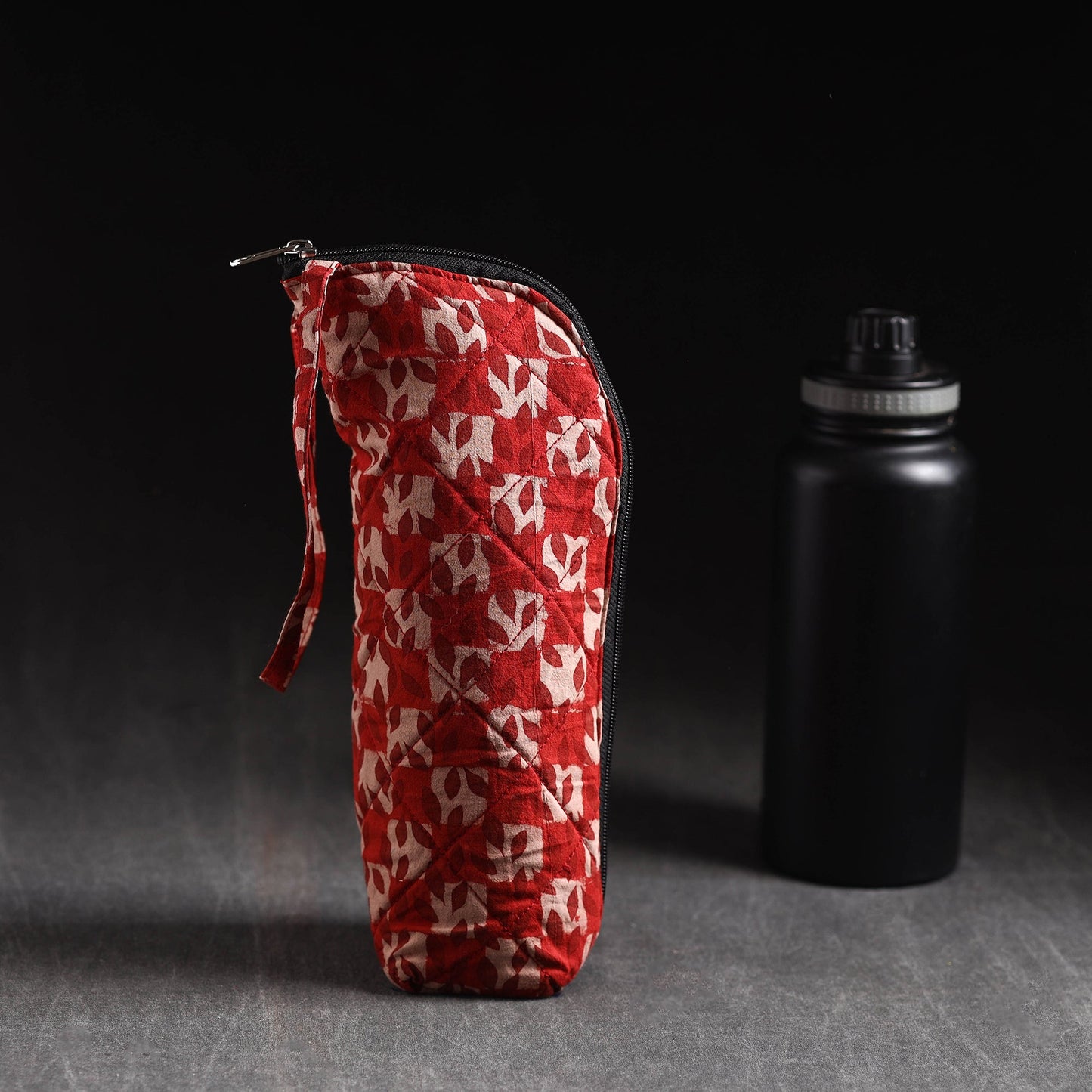 Red Handmade Cotton 1L Water Bottle Cover