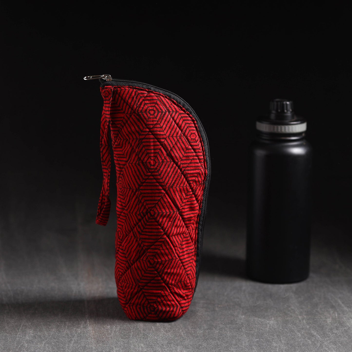 Red Handmade Cotton 1L Water Bottle Cover