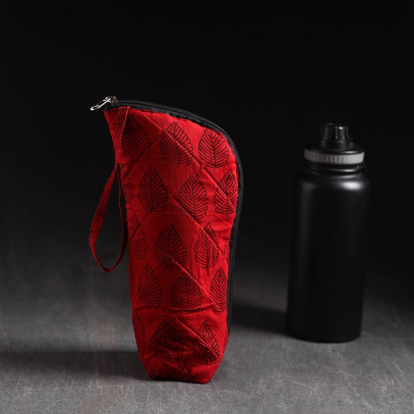 Red Handmade Cotton 1L Water Bottle Cover
