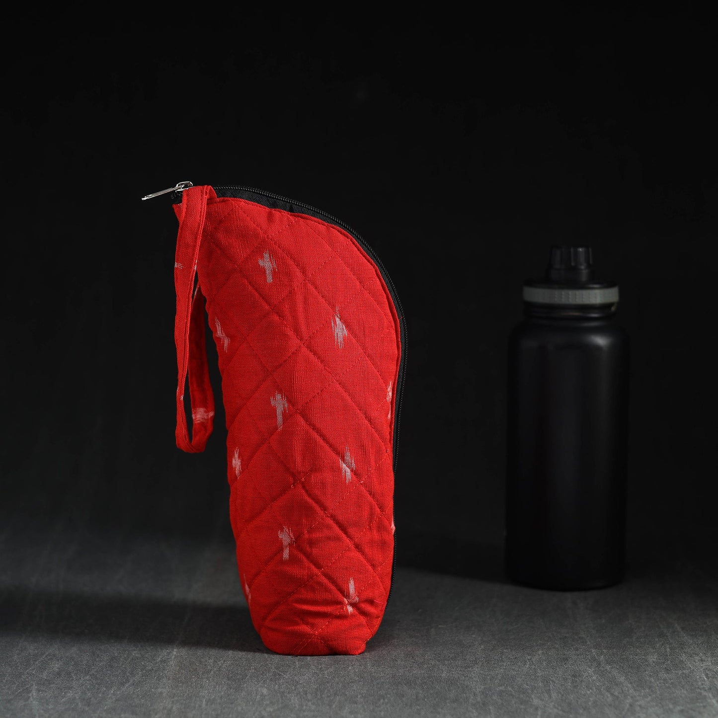 Red Multicolor Handmade Cotton 1L Water Bottle Cover