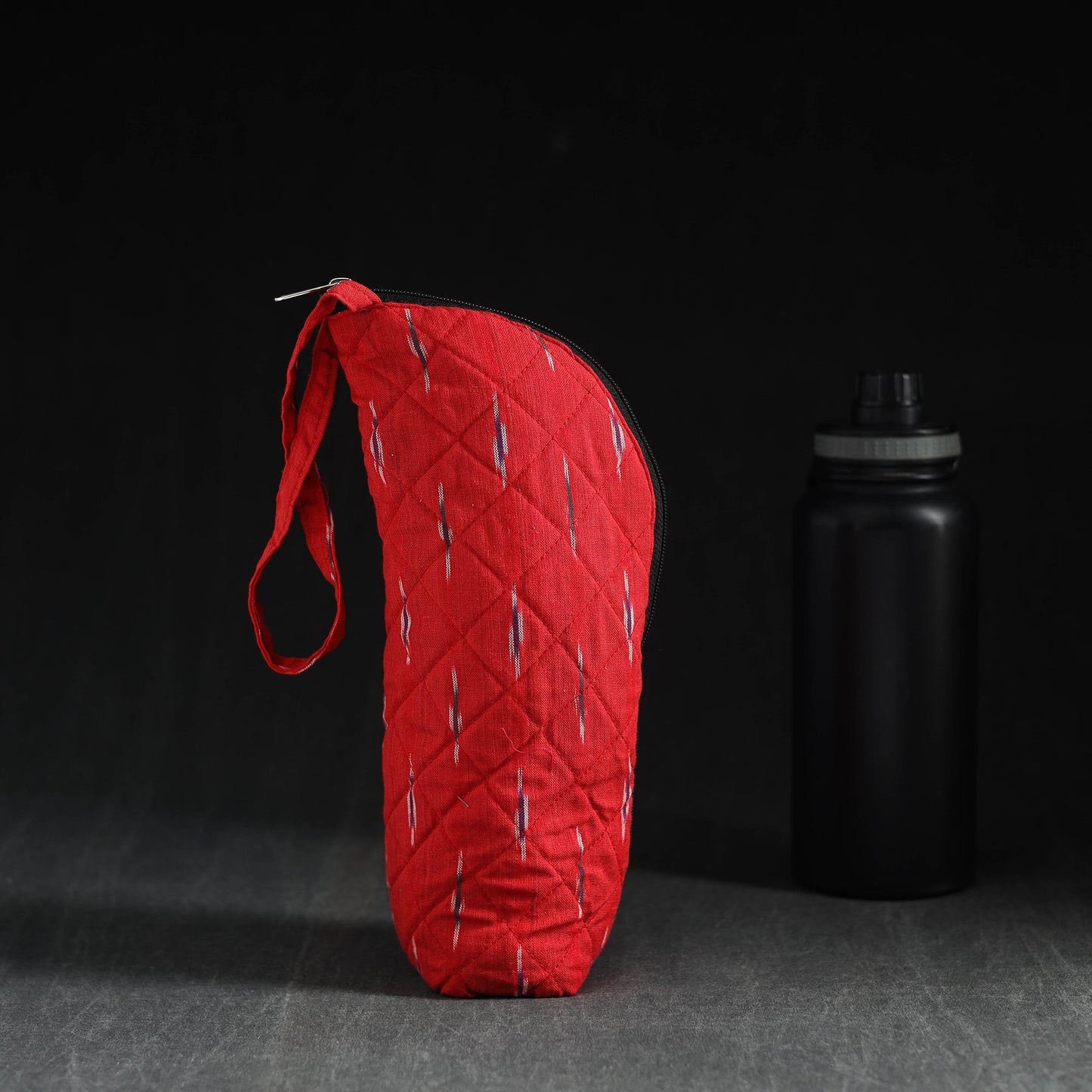 Red Handmade Cotton 1L Water Bottle Cover