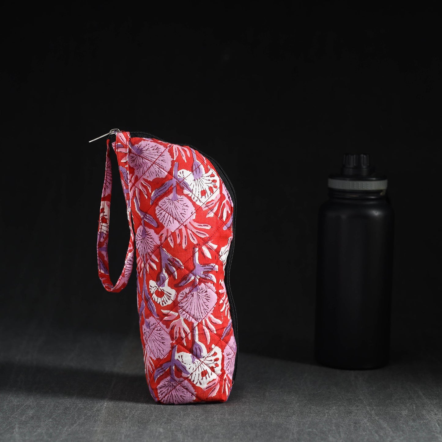 Red Handmade Cotton 1L Water Bottle Cover
