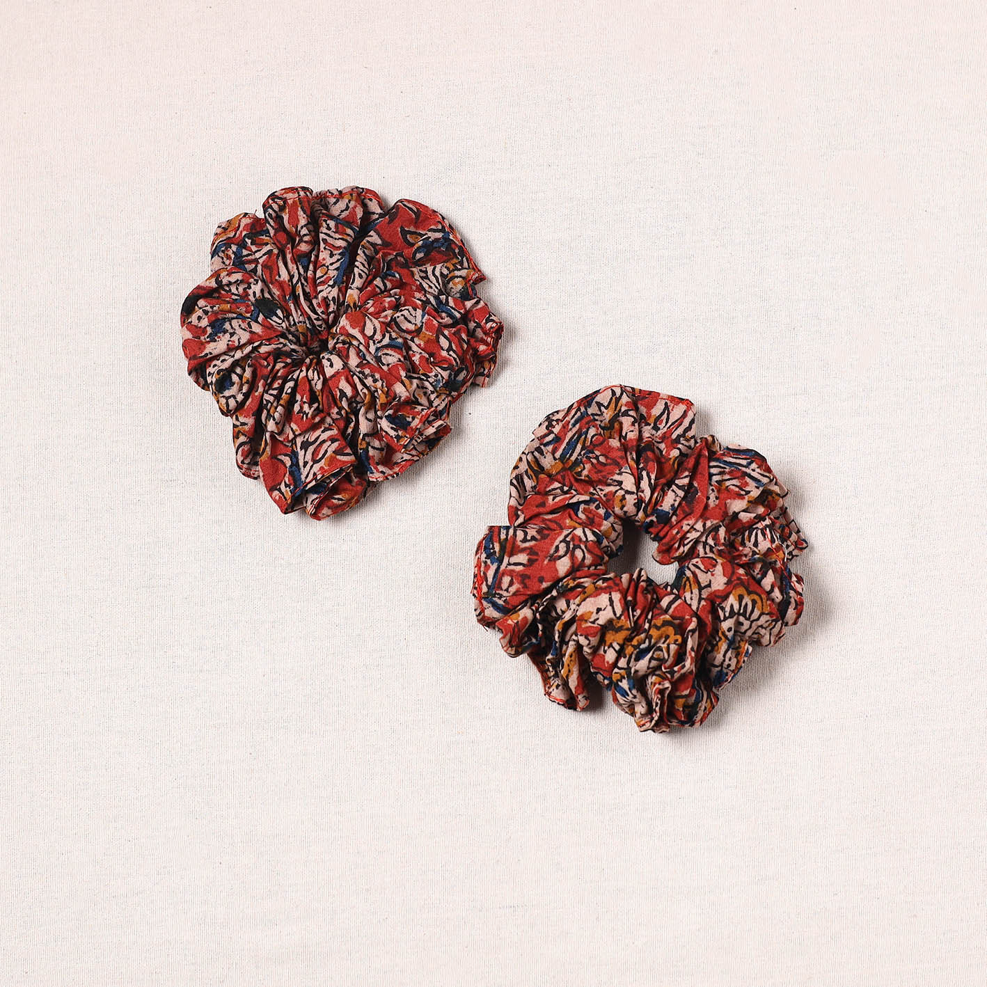Red - handmade cotton rubber bands/scrunchies (set of 2) 12