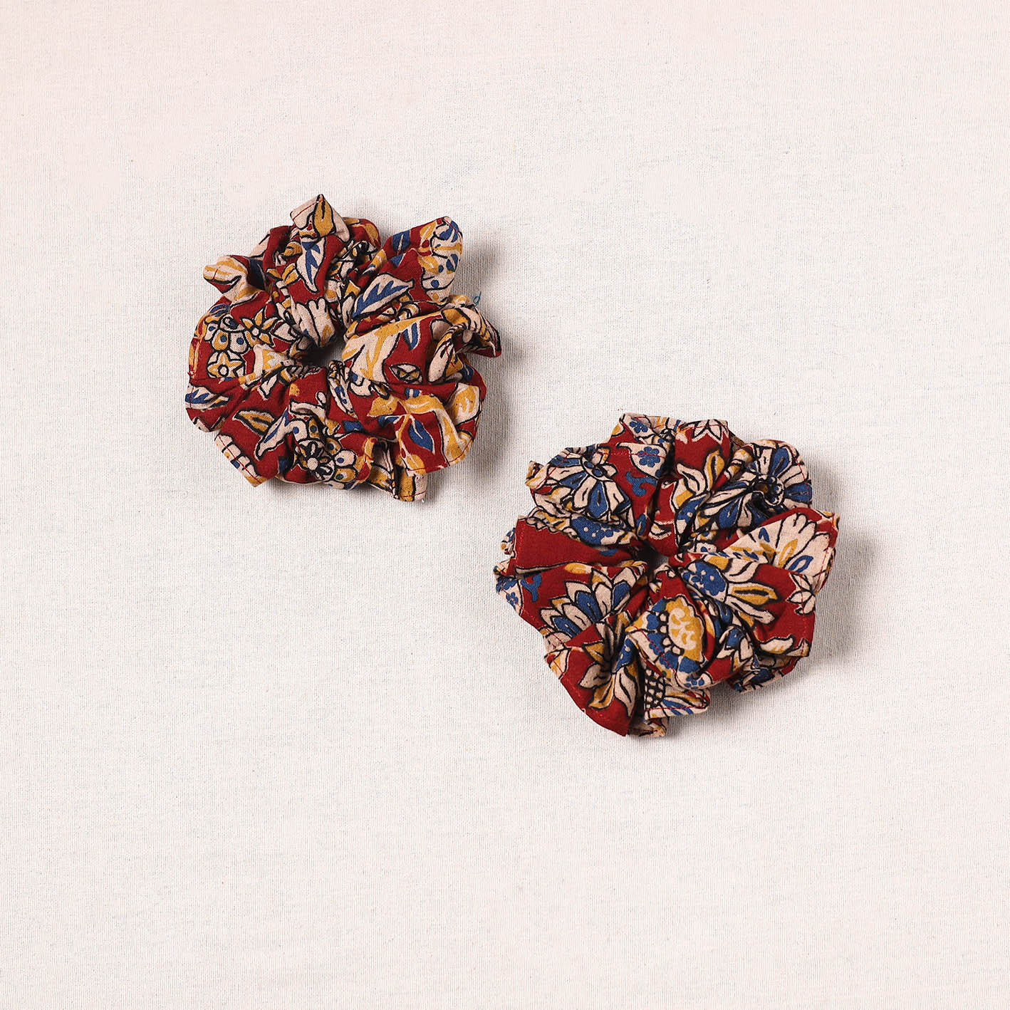 Red - handmade cotton rubber bands/scrunchies (set of 2) 30