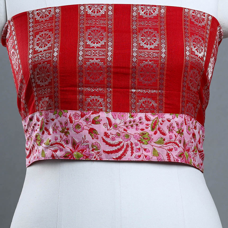 Red - handmade cotton sambalpuri ikat blouse piece 02