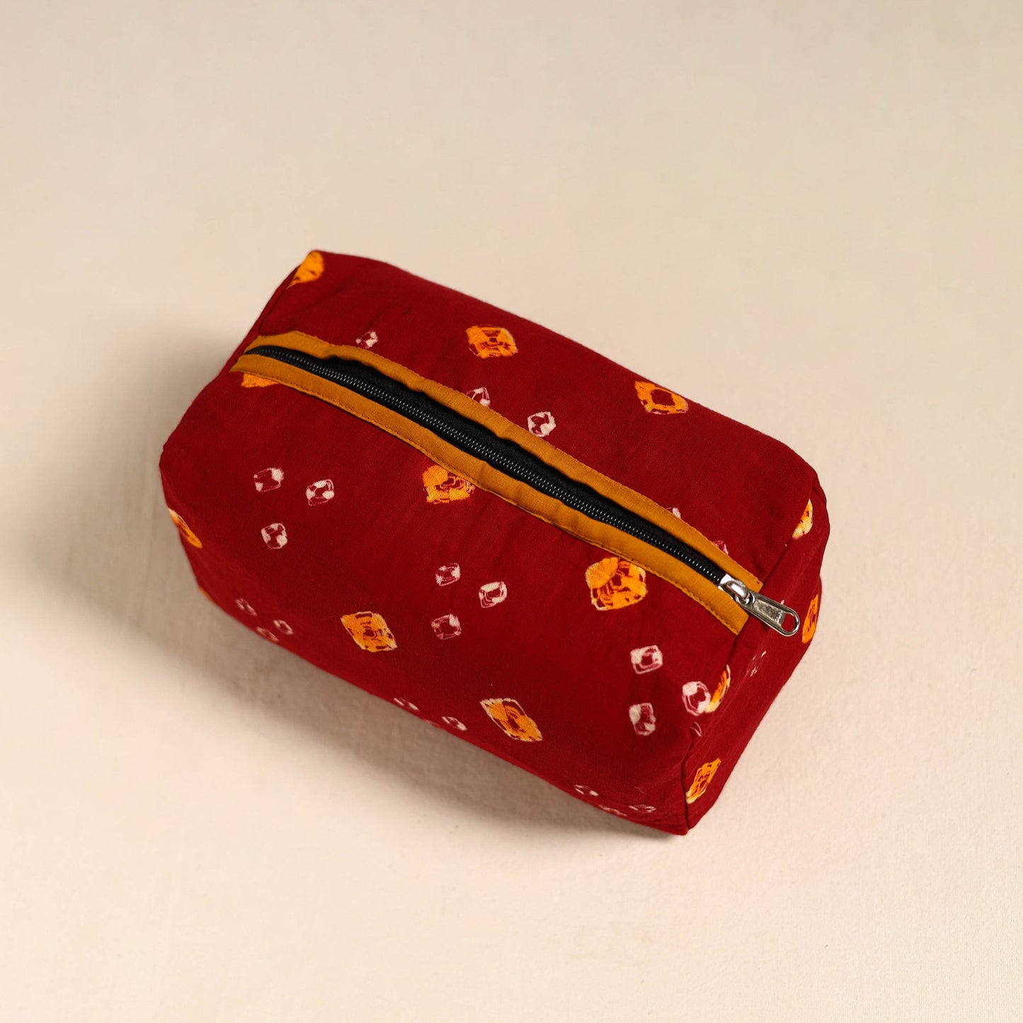 Red Handmade Cotton Toiletry Bag
