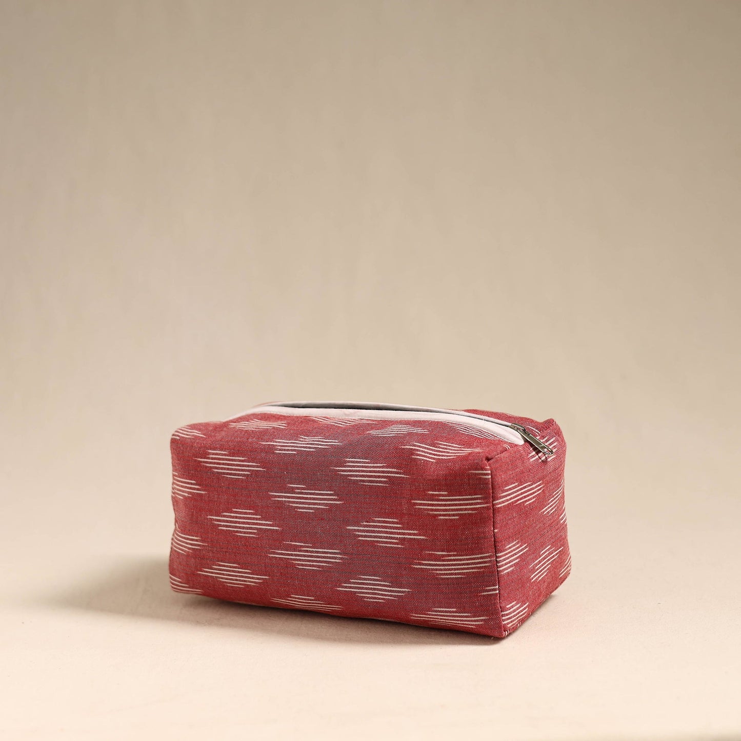 Red Handmade Cotton Toiletry Bag