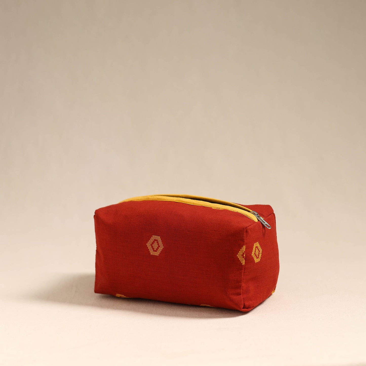 Red Handmade Cotton Toiletry Bag