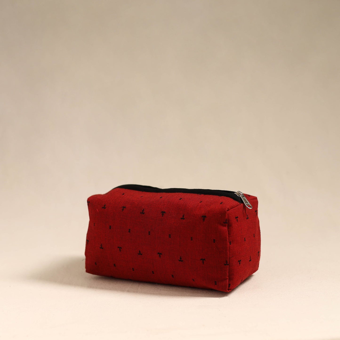 Red Handmade Cotton Toiletry Bag