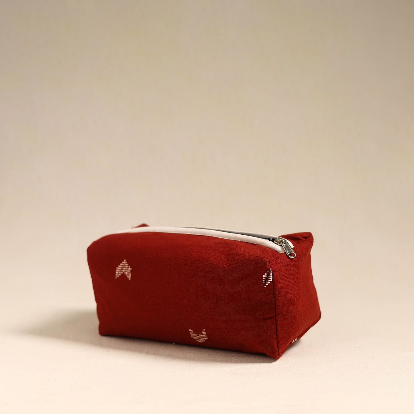 Red Handmade Cotton Toiletry Bag
