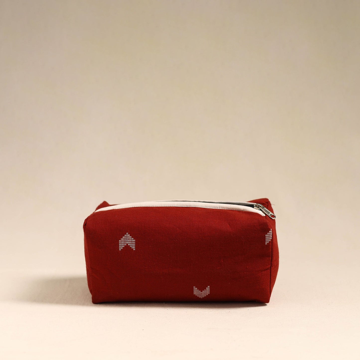 Red Handmade Cotton Toiletry Bag