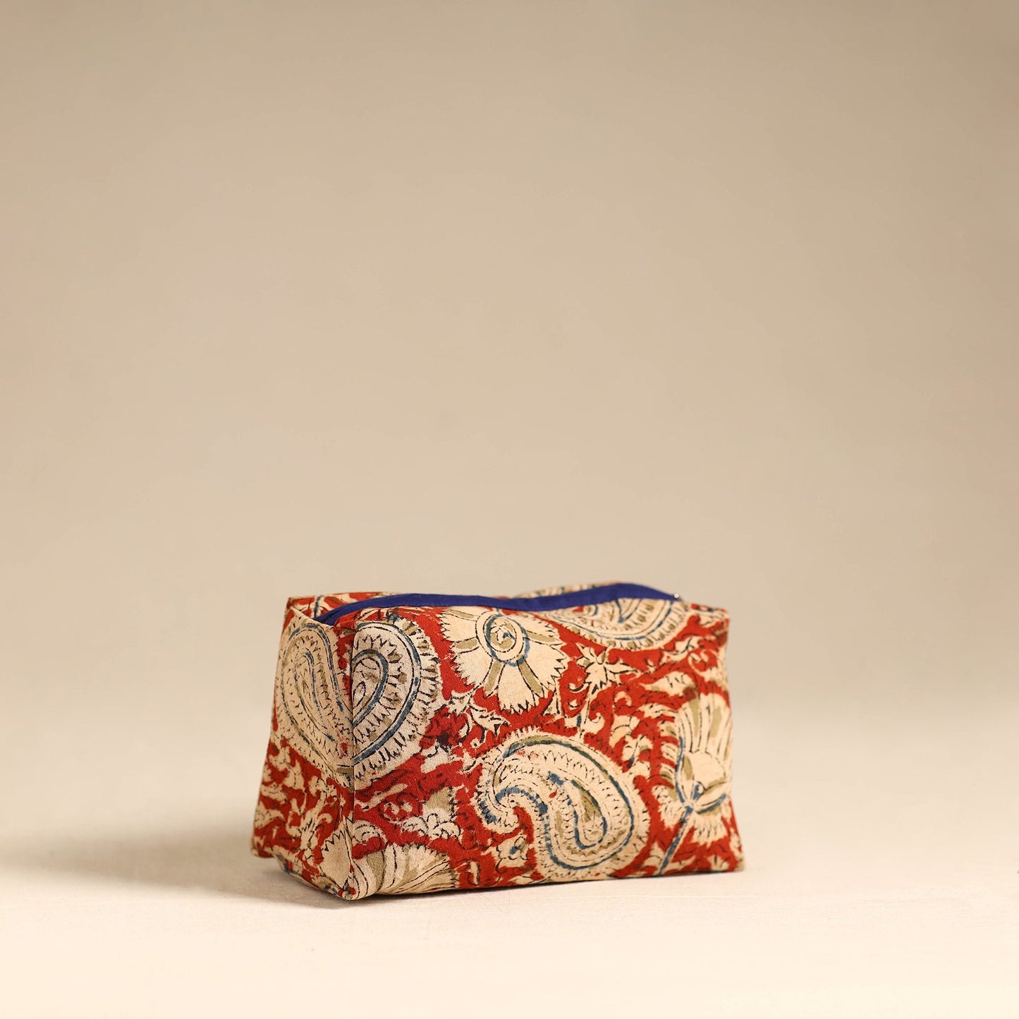 Red Handmade Cotton Toiletry Pouch