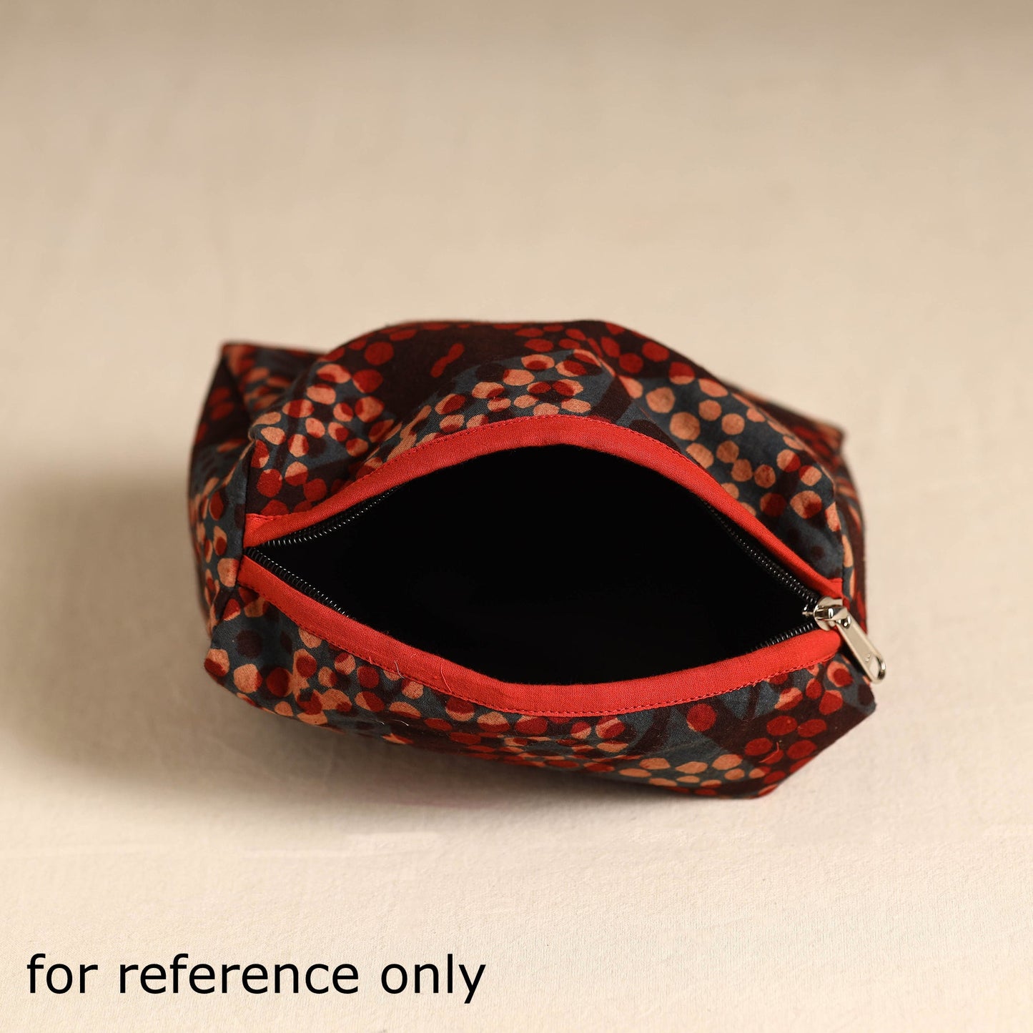 Red Handmade Cotton Toiletry Pouch