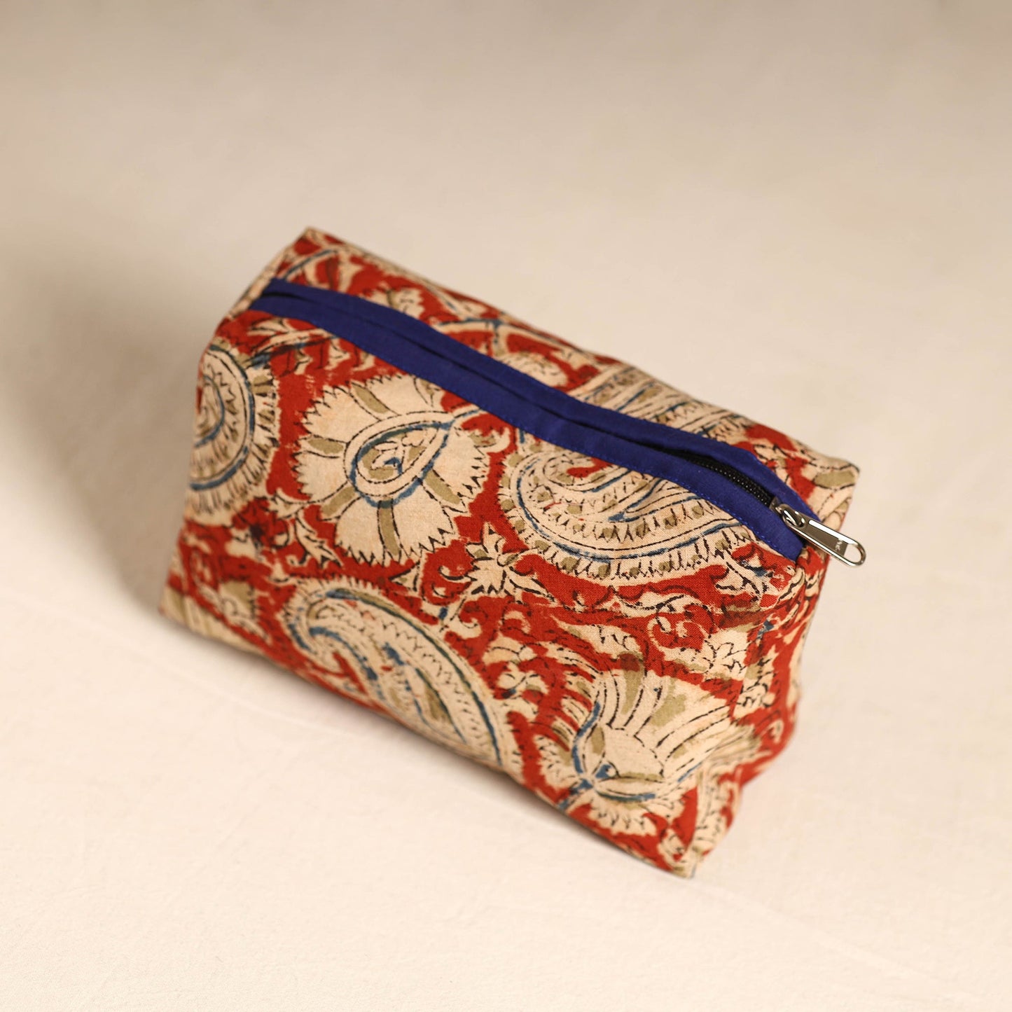 Red Handmade Cotton Toiletry Pouch