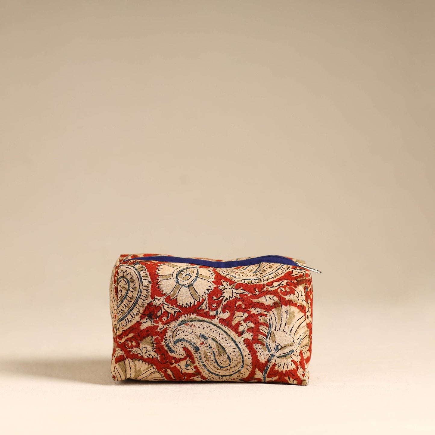 Red Handmade Cotton Toiletry Pouch