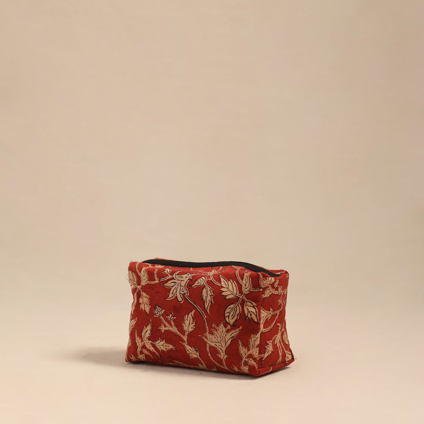Red Handmade Cotton Toiletry Pouch