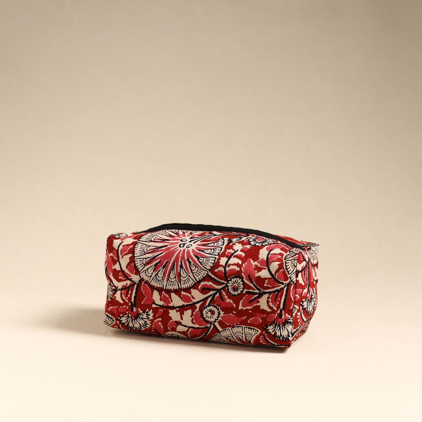 Red Handmade Cotton Toiletry Pouch