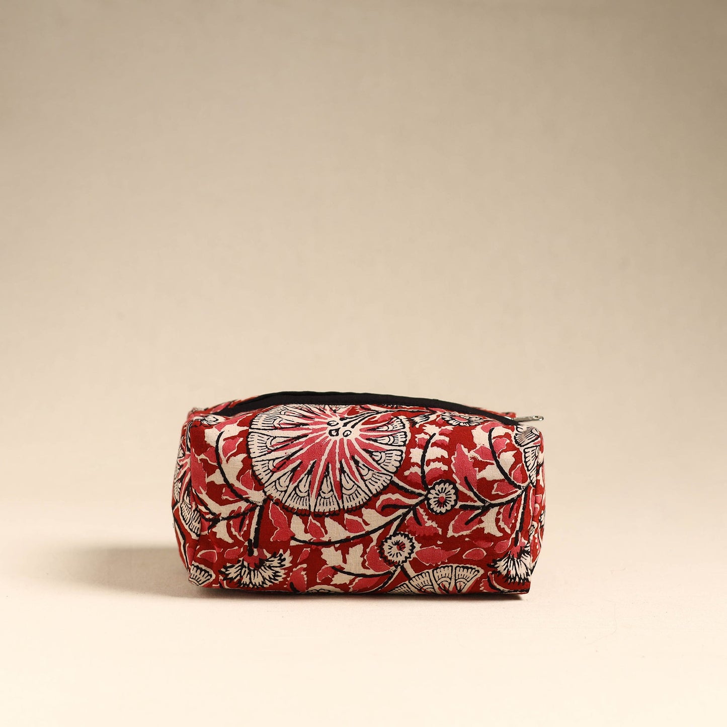 Red Handmade Cotton Toiletry Pouch