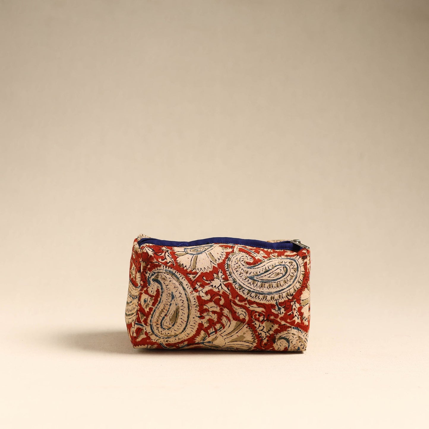Red Handmade Cotton Toiletry Pouch