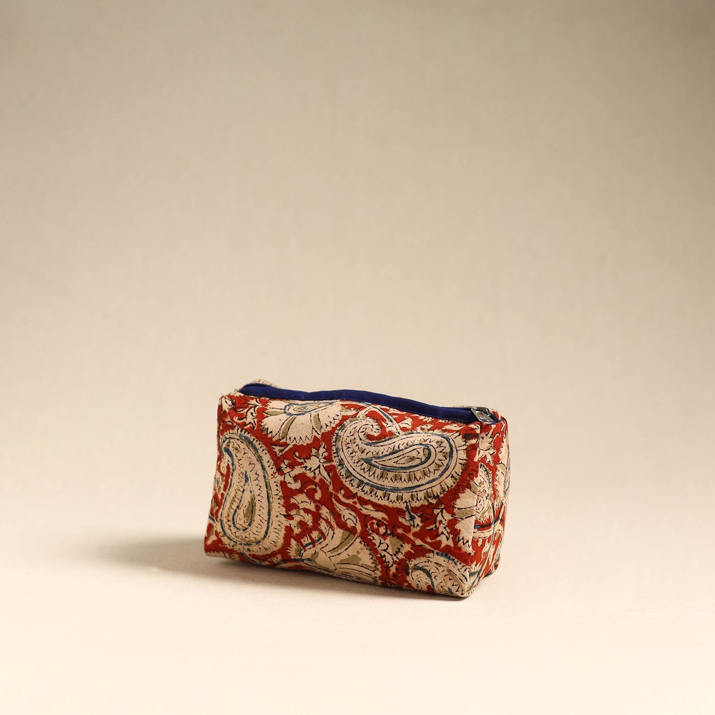 Red Handmade Cotton Toiletry Pouch