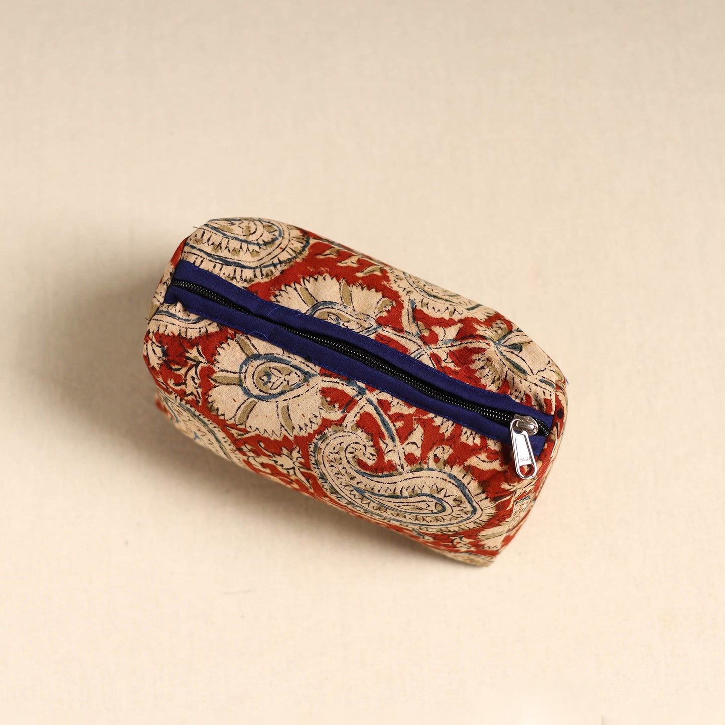 Red Handmade Cotton Toiletry Pouch