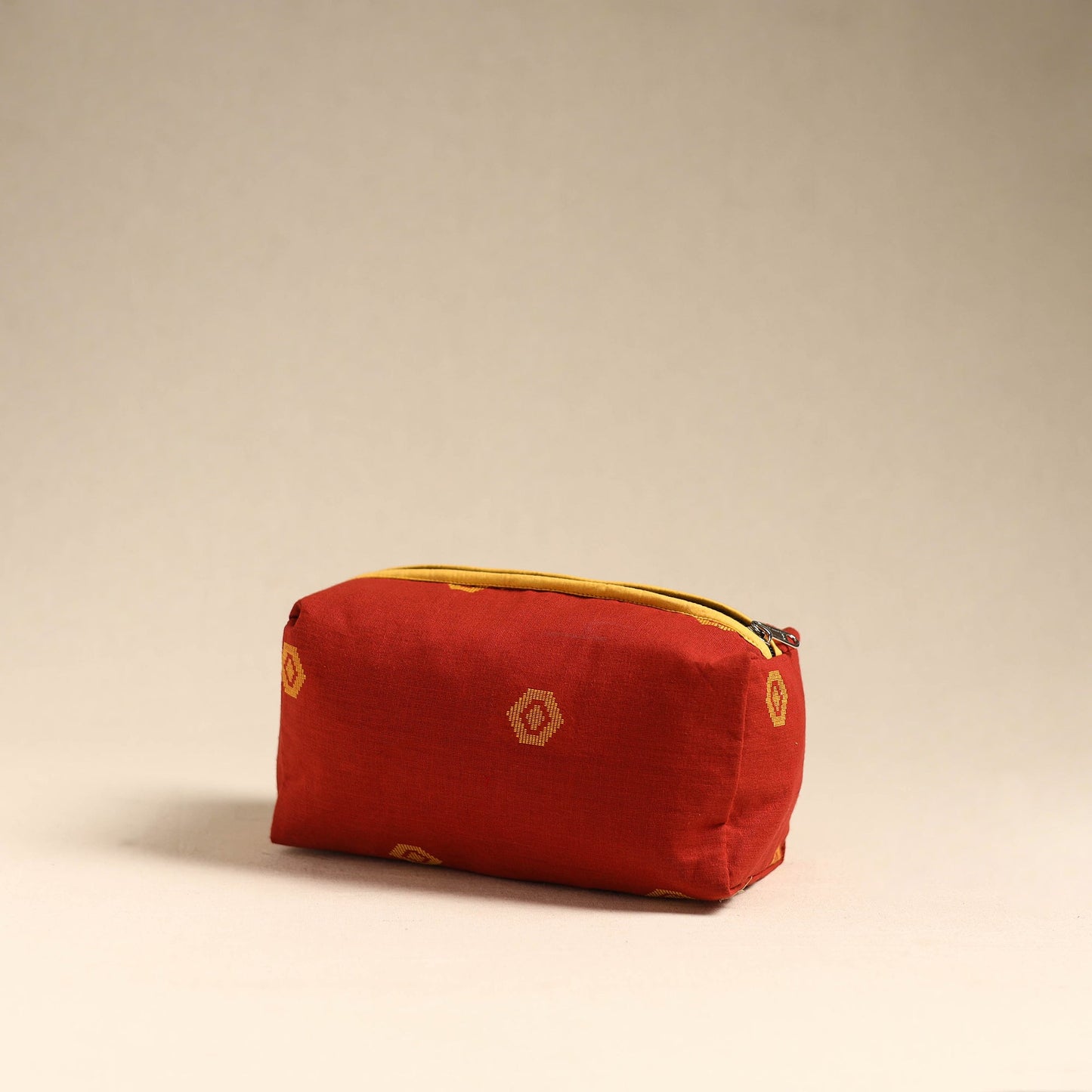 Red Handmade Cotton Toiletry Pouch