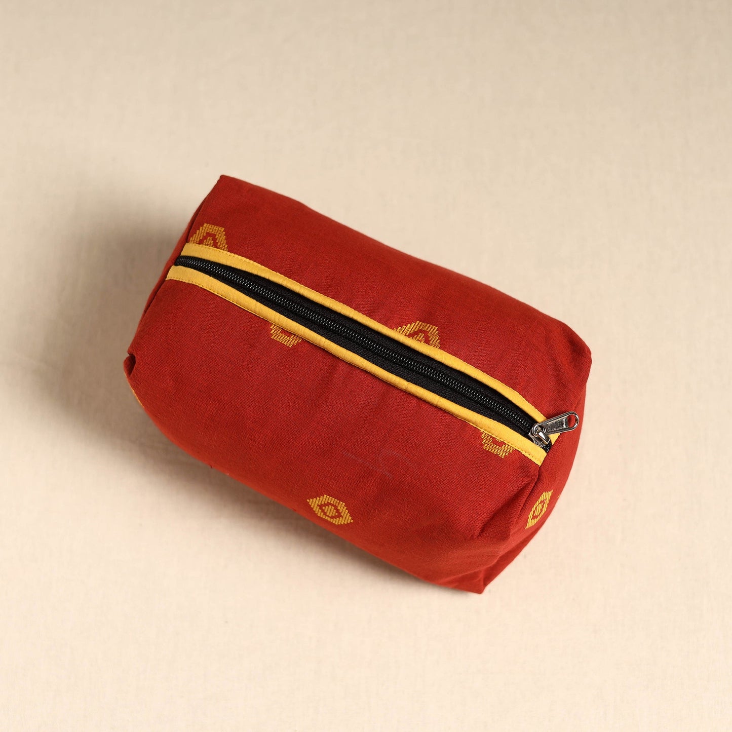 Red Handmade Cotton Toiletry Pouch
