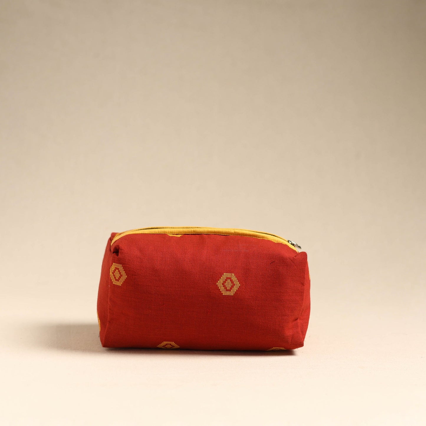 Red Handmade Cotton Toiletry Pouch