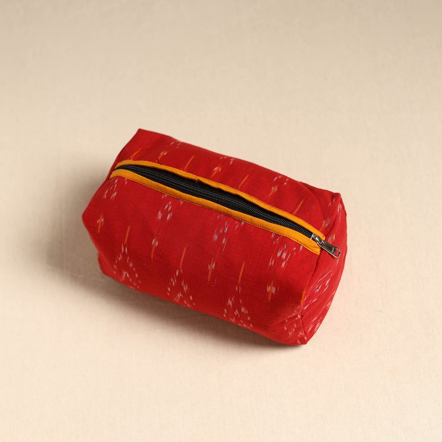 Red Handmade Cotton Toiletry Pouch