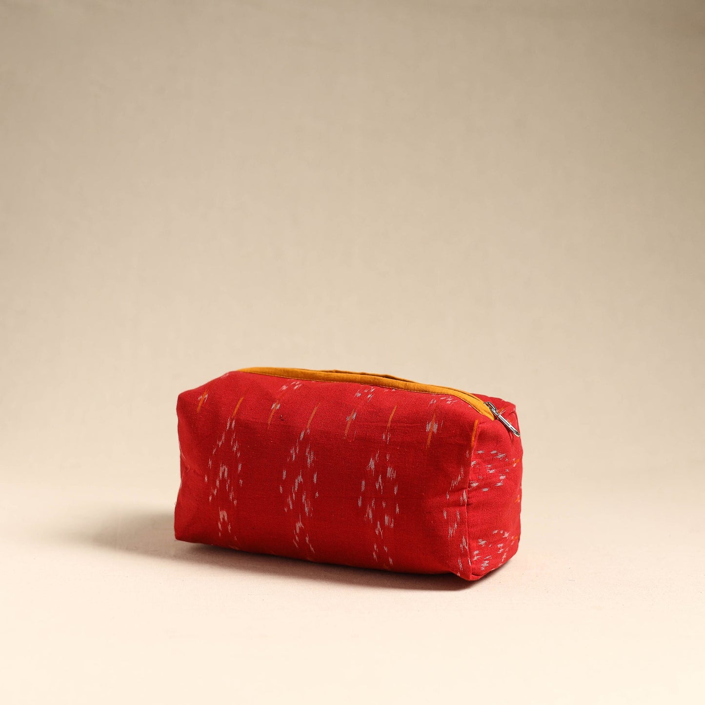 Red Handmade Cotton Toiletry Pouch