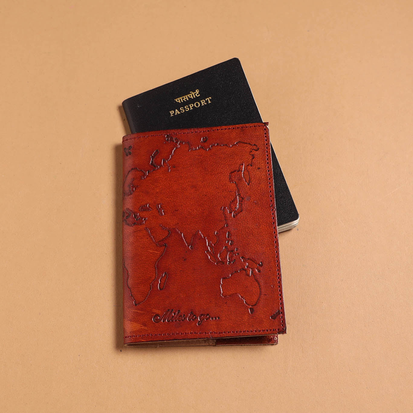 Handmade embossed leather passport cover 13 - handcrafted