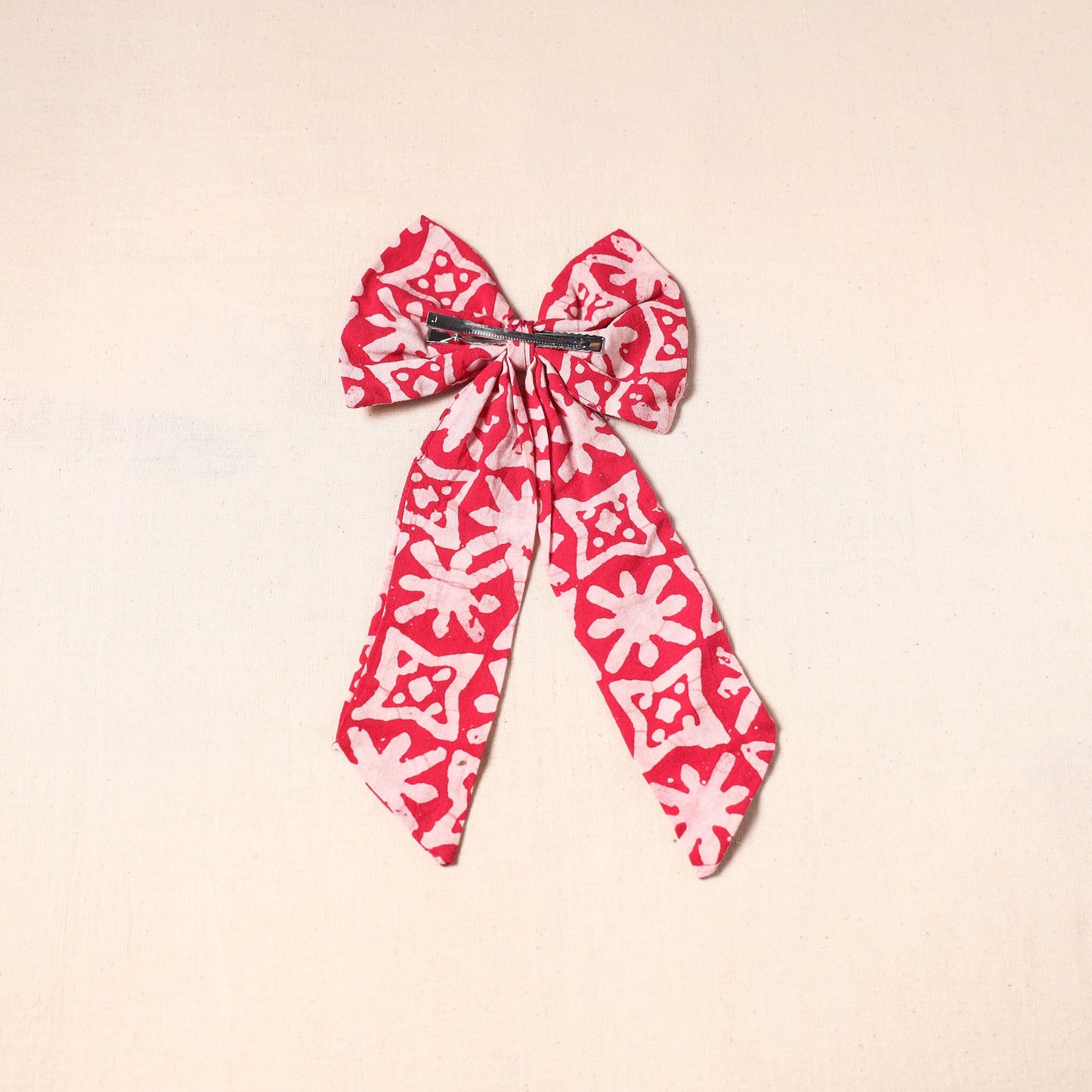 Red - handmade fabric bow hair clip 31 - handcrafted