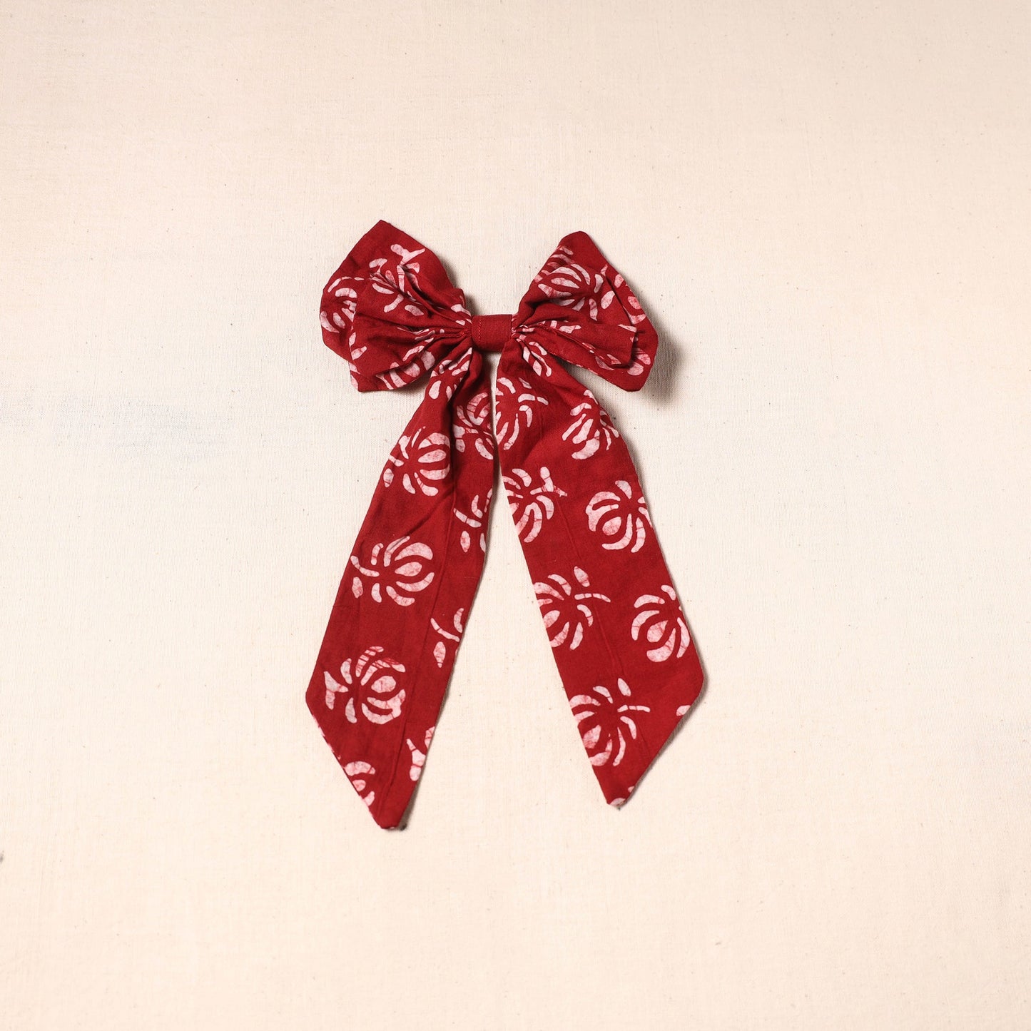 Red - handmade fabric bow hair clip 33 - handcrafted