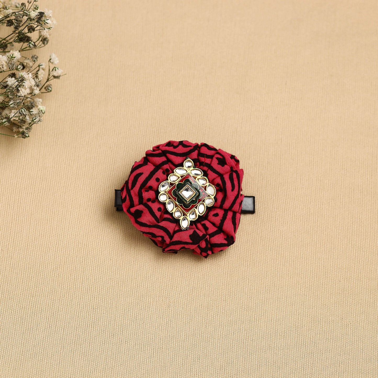 Handmade Fabric Flower Hair Clip Online in India