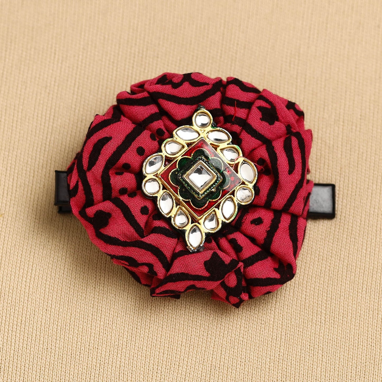 Handmade Fabric Flower Hair Clip Online in India